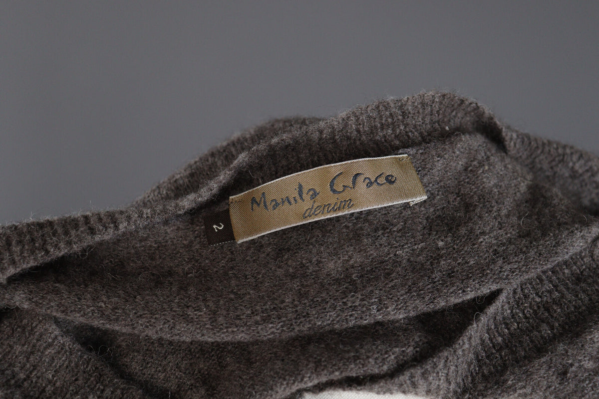 Manila Grace Denim Alpaca Wool Long Sleeve Distressed Bodycon Sweater Dress 2