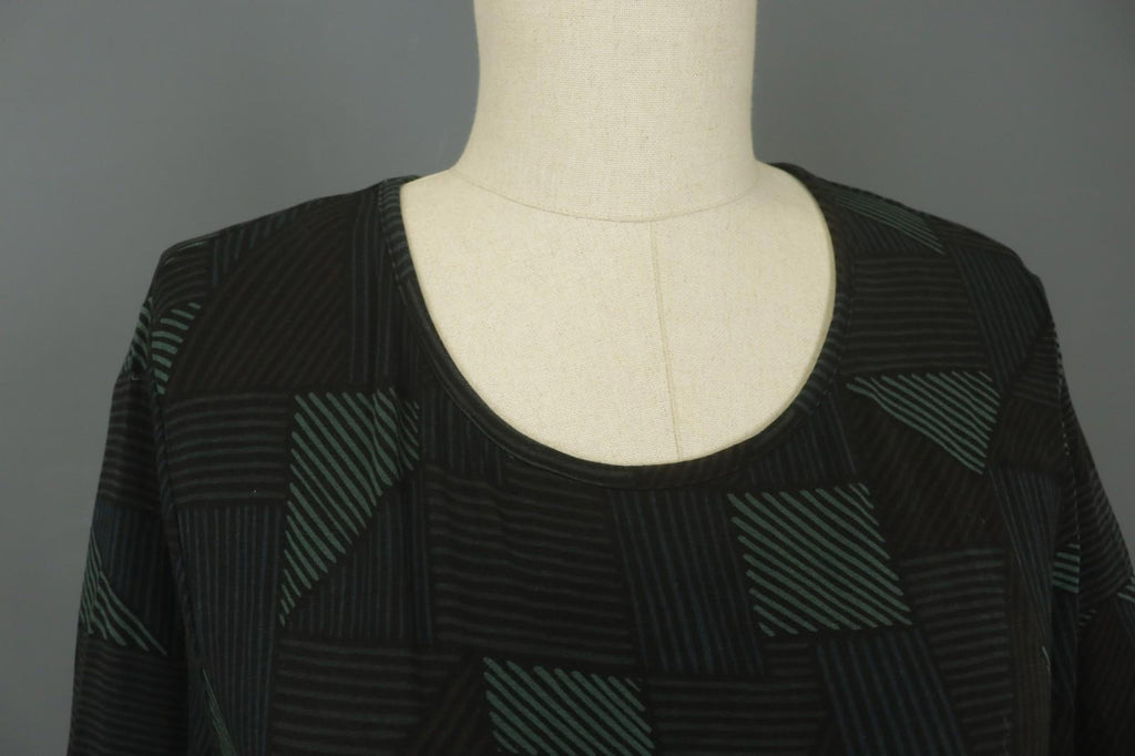 GUDRUN SJODEN Multi Geometric Balloon Sleeve Round Neck Shift Dress – Size S