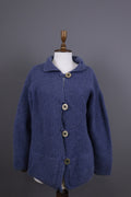 Pachamama Blue Button Down Wool Hand Knit Cardigan Jacket – Size XL