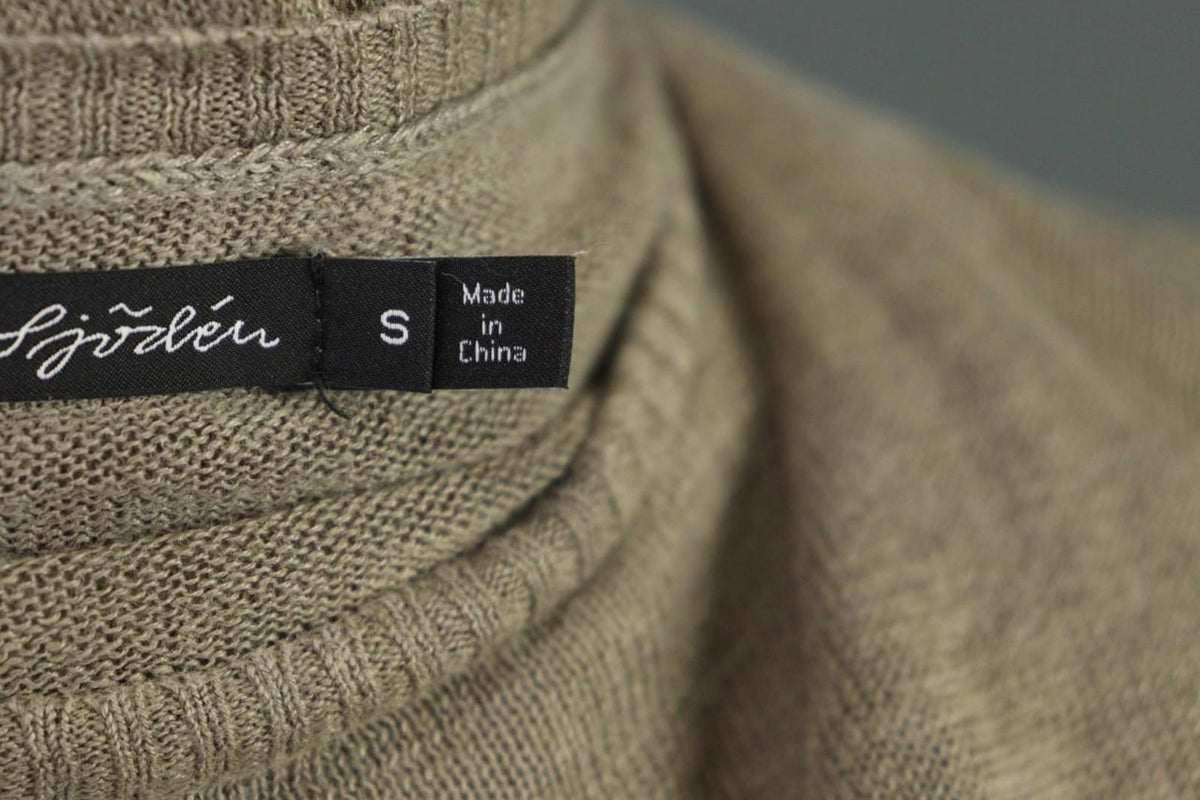 GUDRUN SJODEN Brown Linen Knit Crew Neck Raglan Sleeve Pullover Sweater – Size S