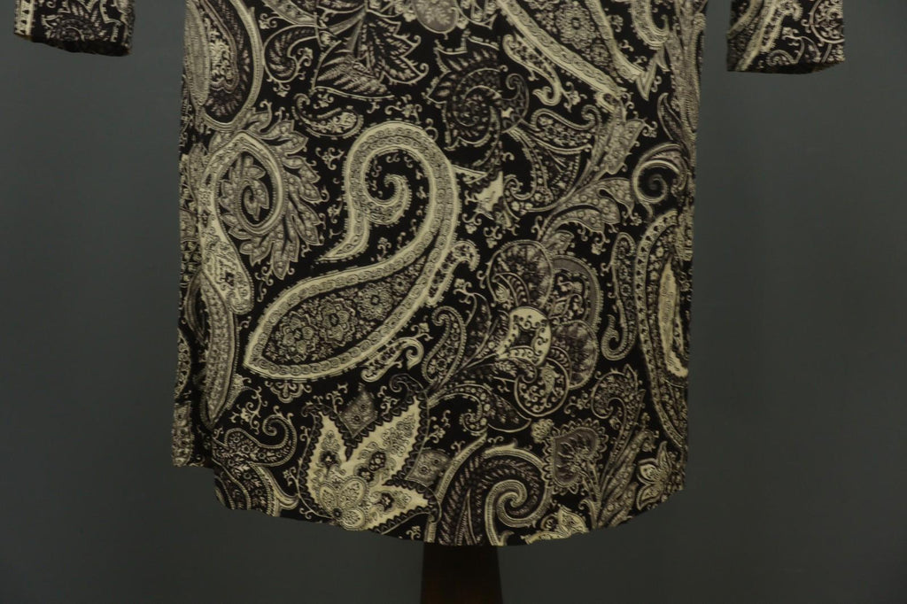 ETRO MILANO Multi Paisley 100% Viscose Long Sleeve V-Neck Sheath Dress – Size 46