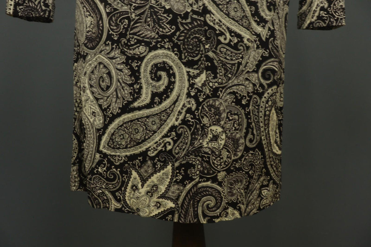 ETRO MILANO Multi Paisley 100% Viscose Long Sleeve V-Neck Sheath Dress – Size 46