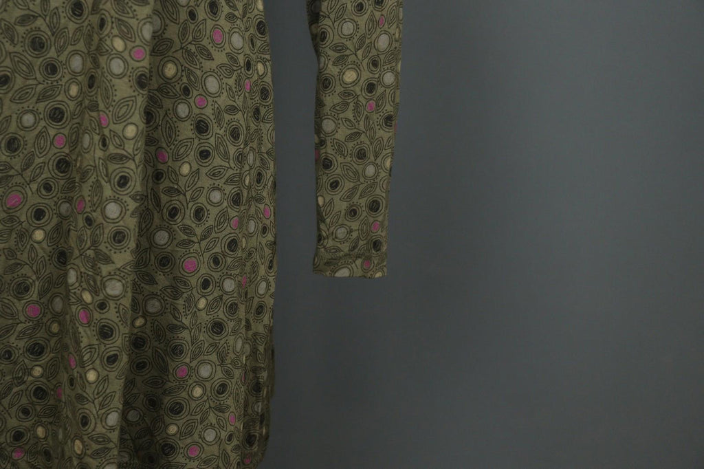 GUDRUN SJODEN Multicolor Palm Leaf Modal Long Sleeve Pullover Sheath Dress Sz S