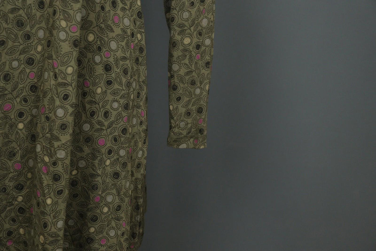 GUDRUN SJODEN Multicolor Palm Leaf Modal Long Sleeve Pullover Sheath Dress Sz S