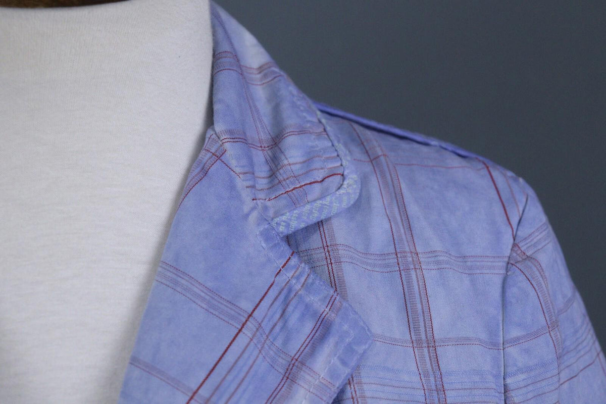 BNWT GALLIANO Blue Check Three Button Blazer Jacket – Size 26 / 40