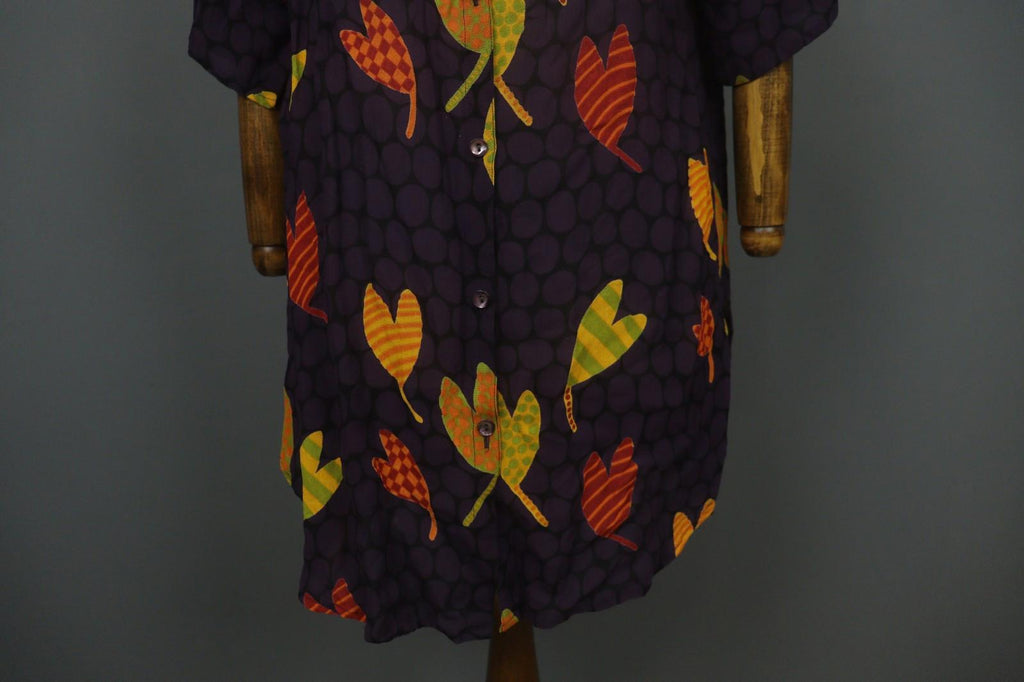 GUDRUN SJODEN Multicolor Printed Long Sleeve Button Front Sheath Dress – Size L