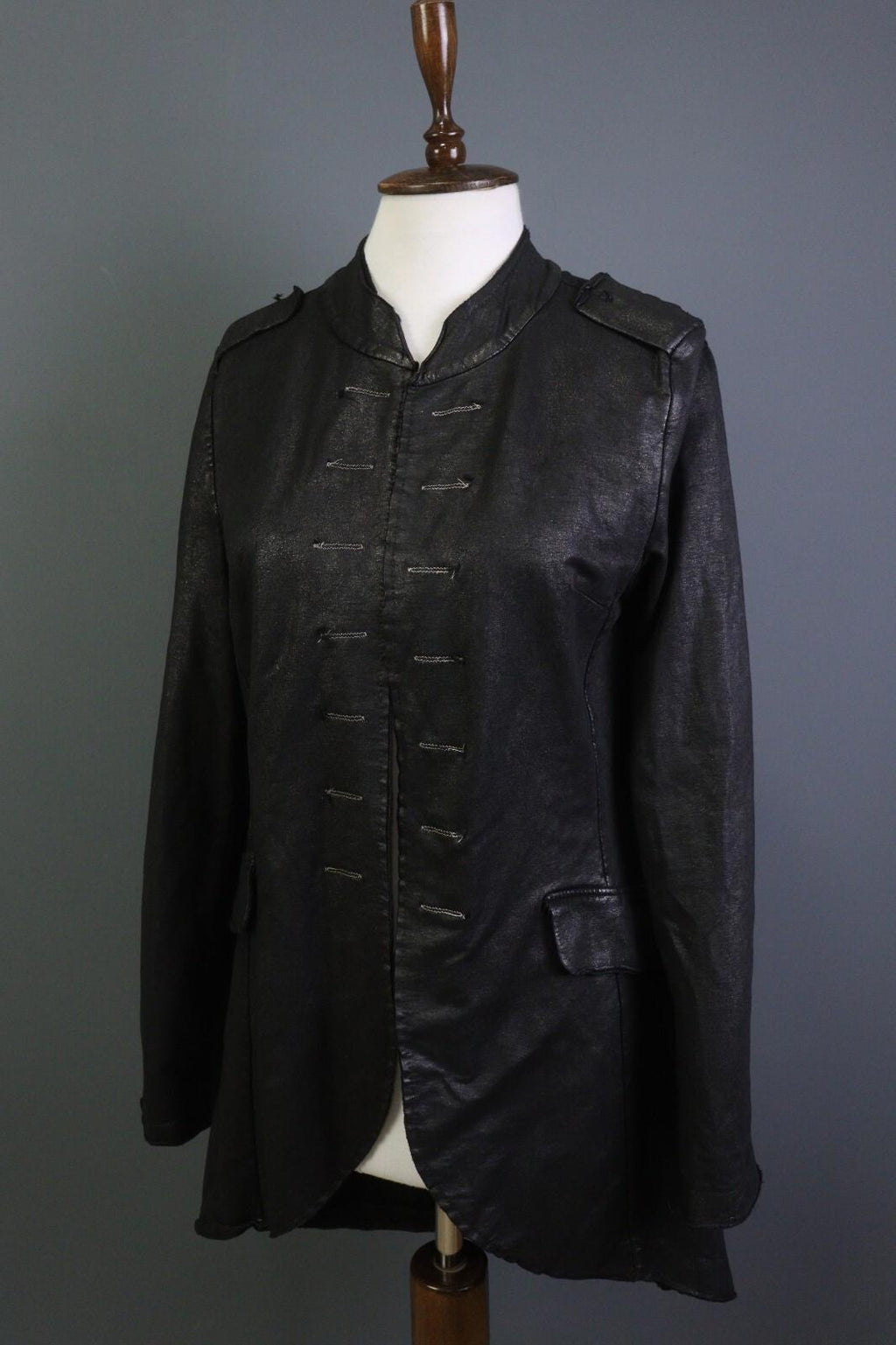 RUNDHOLZ Black Long Sleeve Pockets Ladies Military-Inspired Long Jacket