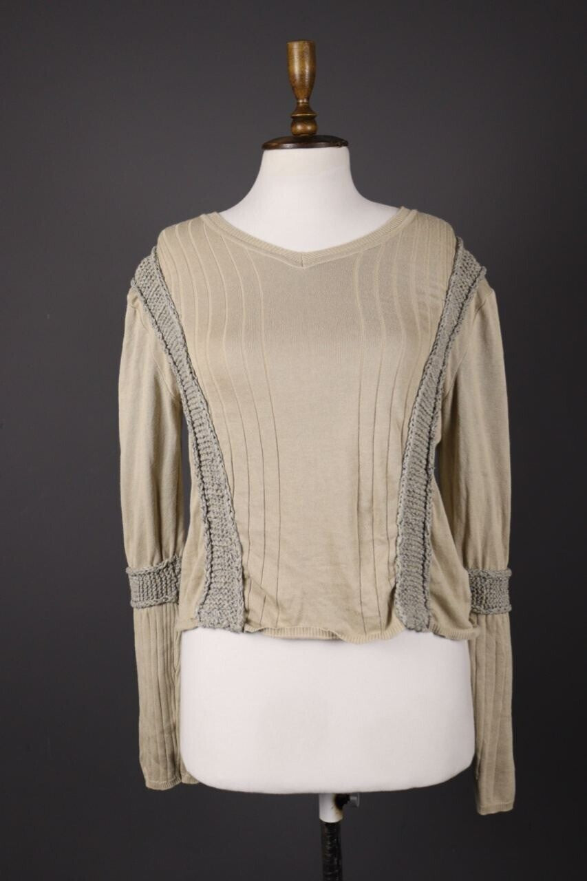 Just Cavalli Ivory Lagenlook Embroidered Knit Long Sleeve Sweater – Size 50