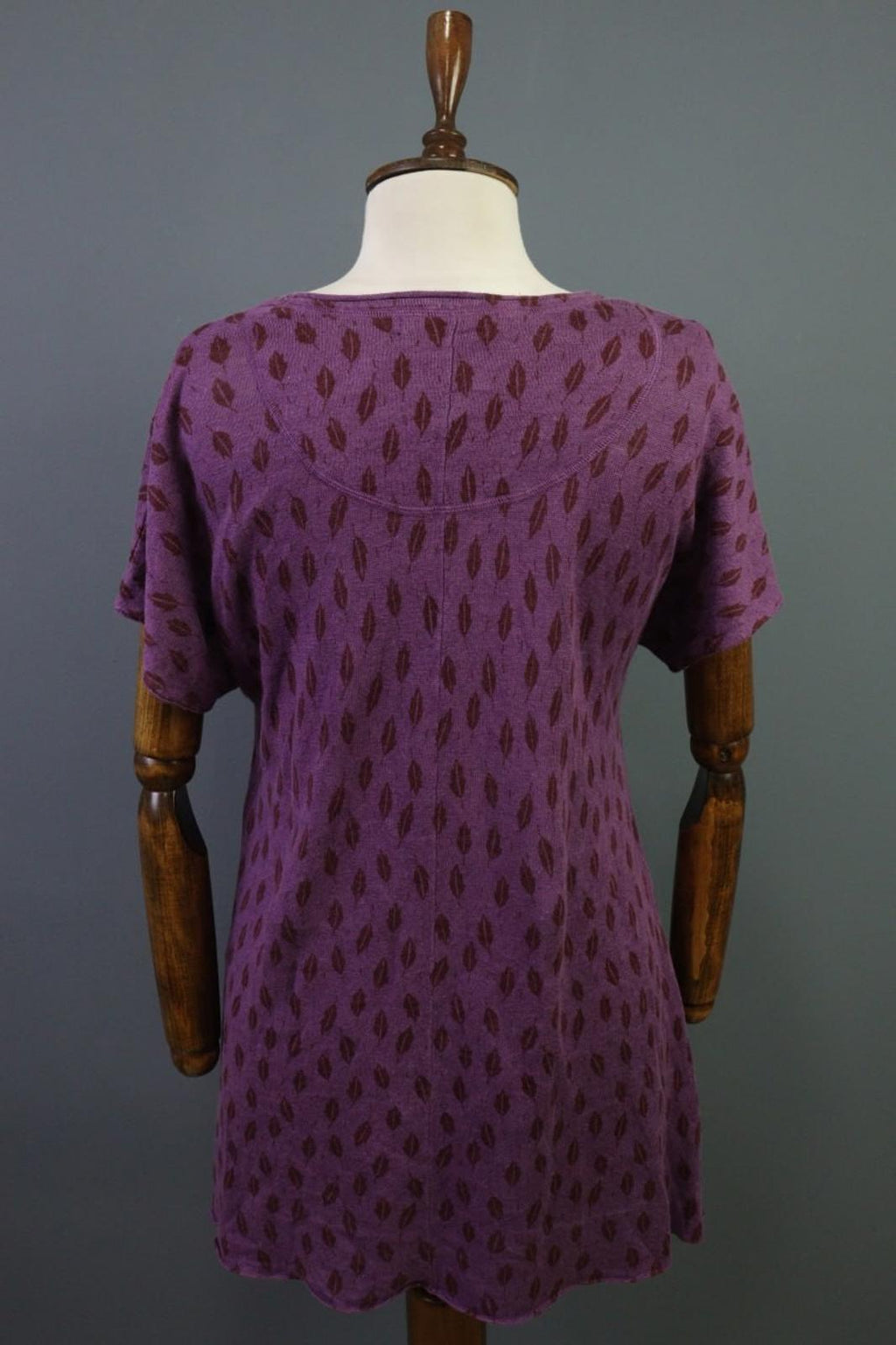 GUDRUN SJODEN Purple 100%Linen Round Neck Short Sleeve Sweater Dress – Size S