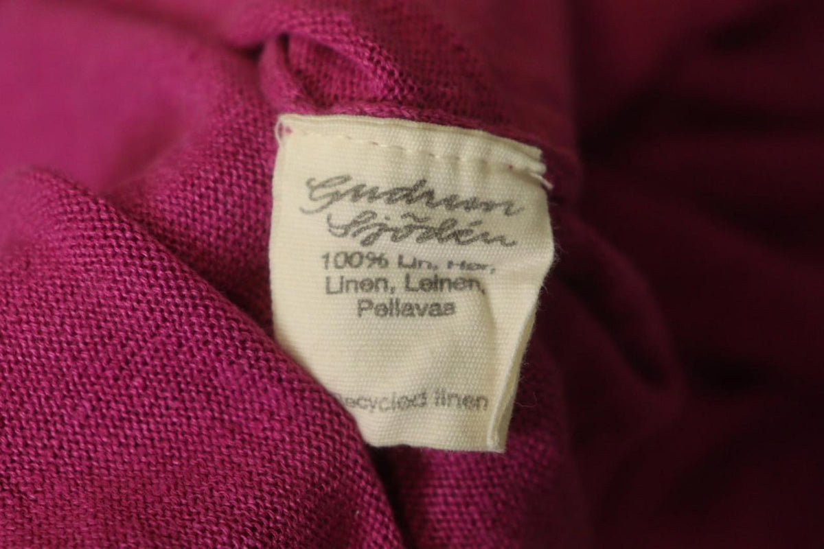 GUDRUN SJODEN Pink Linen Long Sleeve Crew Neck Side Slit Pullover Tunic Top Sz M