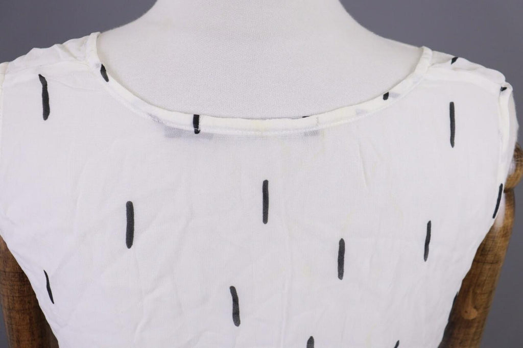 GUDRUN SJODEN White Printed Sleeveless Lightweight Blouson Dress – Size S