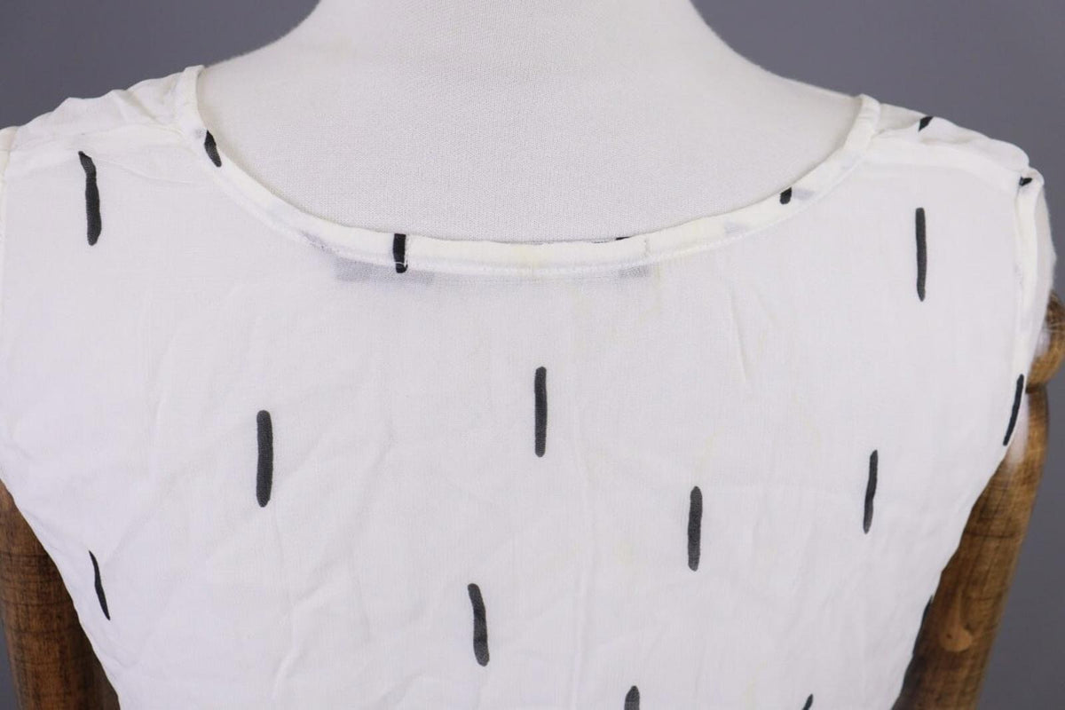 GUDRUN SJODEN White Printed Sleeveless Lightweight Blouson Dress – Size S