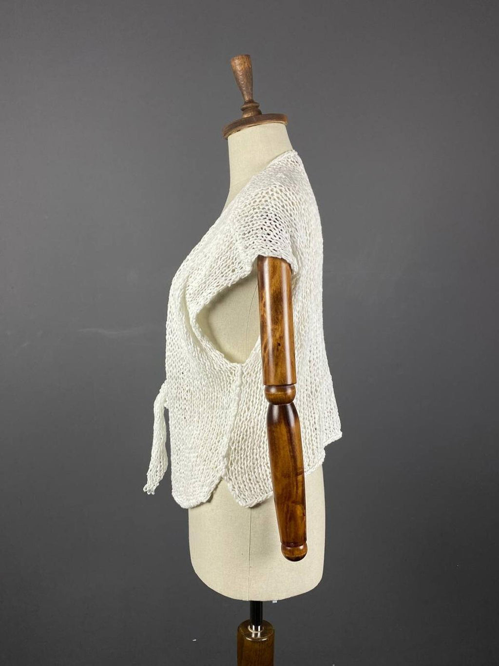 BARBARA SPEER White Lagenlook Crochet Knit Short Sleeve Cardigan Sweater – Size 2