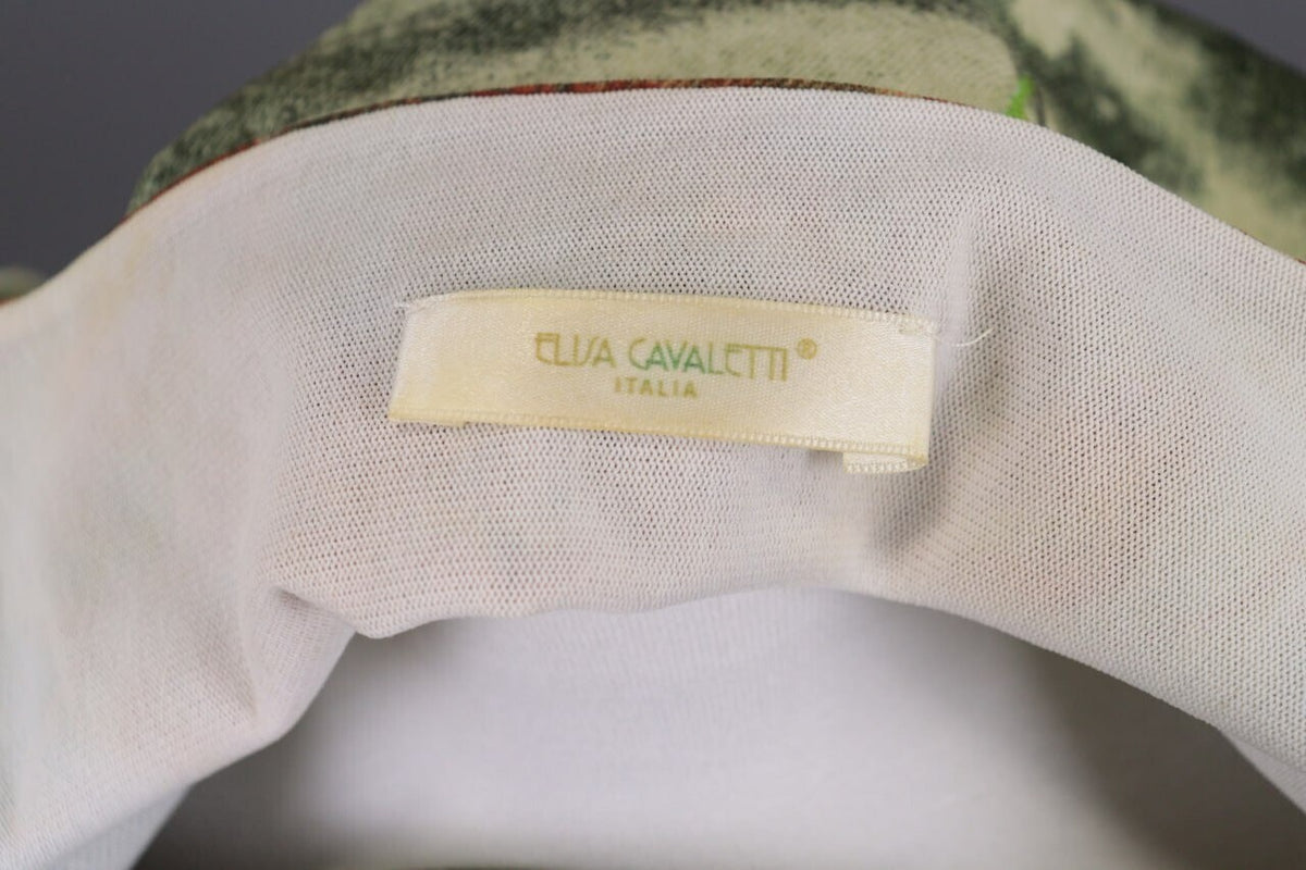 Elisa Cavaletti Green Floral Designer Short Sleeve Blouse Shirt – Size 46 / L