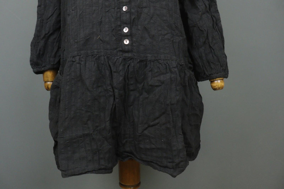 GUDRUN SJODEN Black 100% Cotton Scoop Neck Button Front Shirt Dress – Size XL