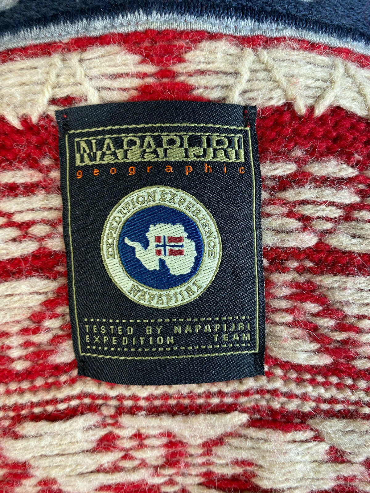 Napapijri Geographic Red Wool Knit Button Up Cardigan Sweater – Women's M – Used