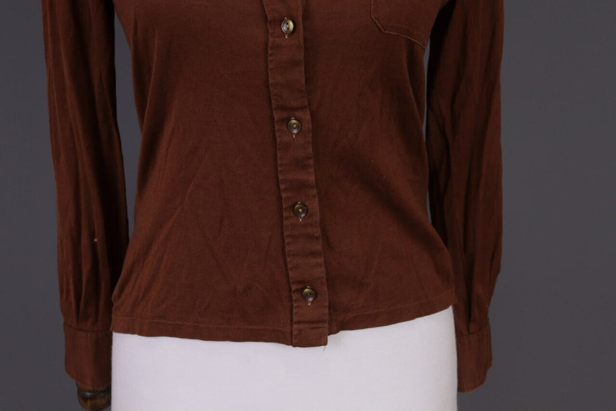Vintage Guy Laroche Brown Long Sleeve Button Down Top Shirt – Size 44