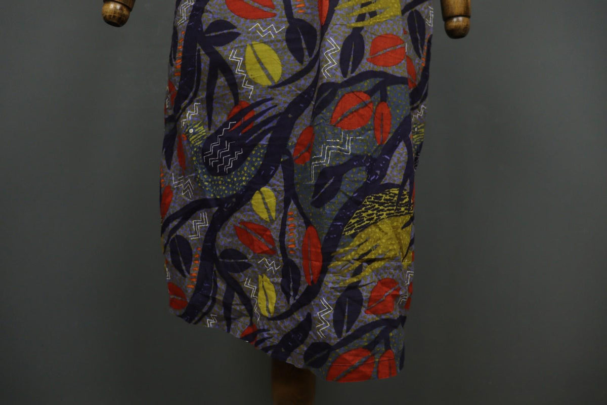GUDRUN SJODEN Multicolor Printed Round Neck Short Sleeve Sheath Dress – Size XL