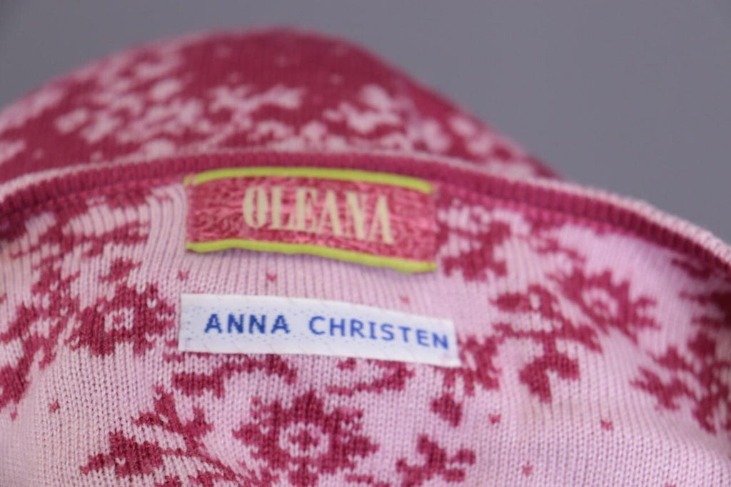 OLENA ESPELAND Pink Floral Wool Silk Knit Cardigan Sweater – Size M