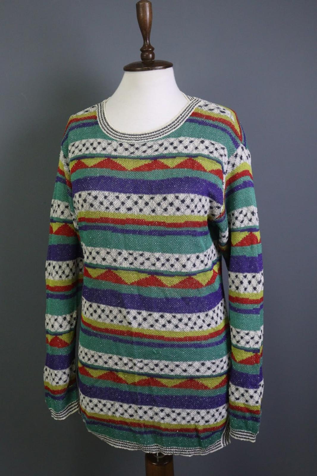 MISSONI SPORT Multi Striped Cotton Knitted Long Sleeve Pullover Sweater – Size 44