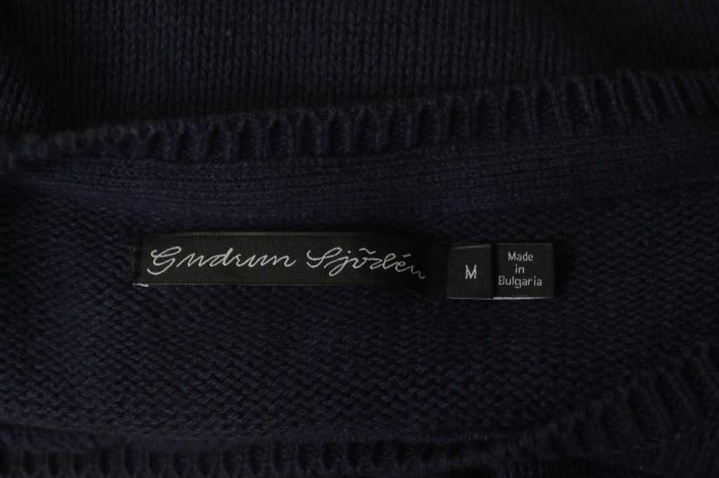 GUDRUN SJODEN Blue Cotton Knitted Long Sleeve Round Neck Pullover Sweater – Size M
