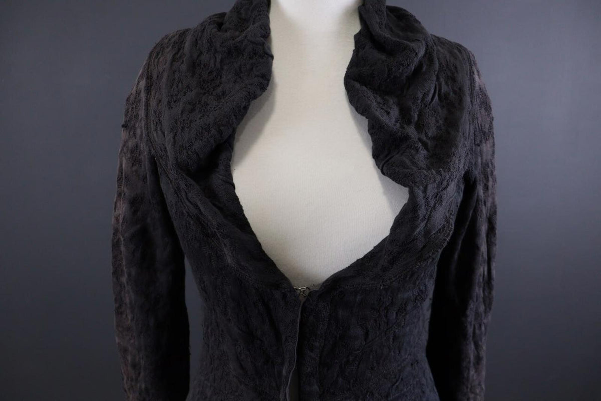 TRANSIT PAR SUCH Gray Linen Embroidered Designer Lagenlook Coat Jacket – Size 2