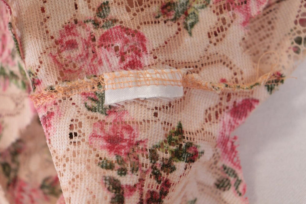 SEZANE Beige Floral Knit Mesh Short Sleeve Blouse Top Shirt – Size 36 / S