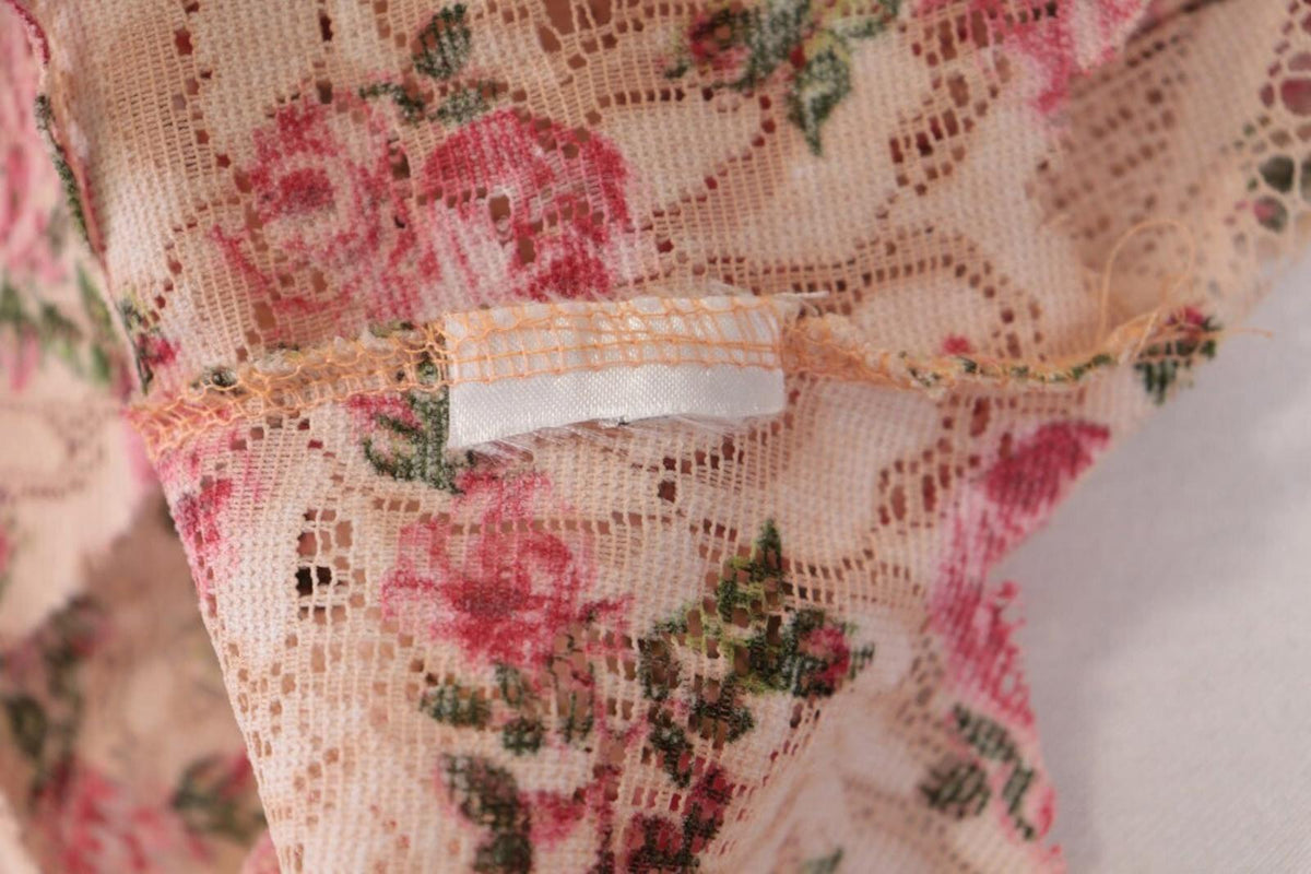 SEZANE Beige Floral Knit Mesh Short Sleeve Blouse Top Shirt – Size 36 / S