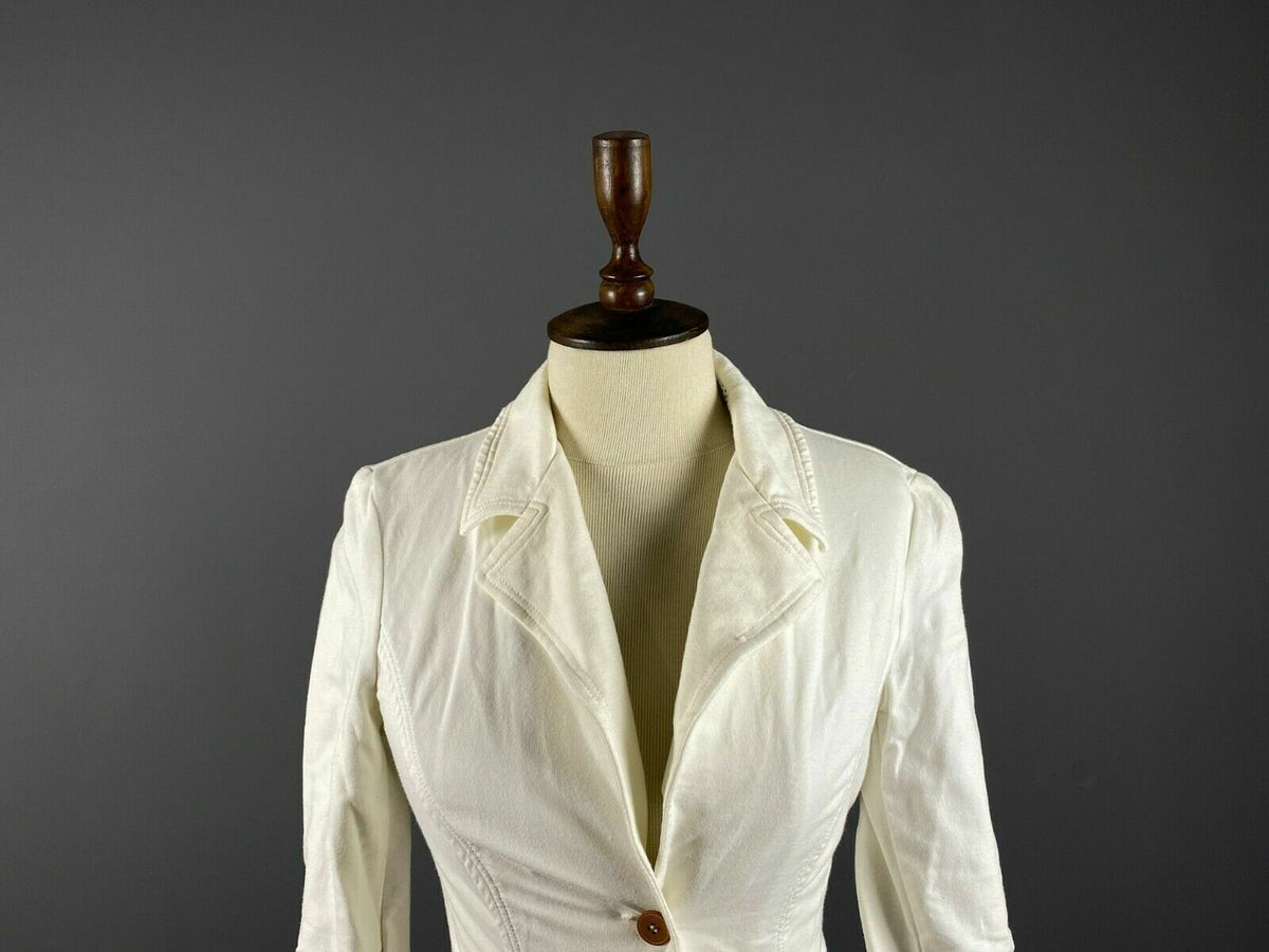 Weekend Max Mara White Long Sleeve Cotton Blazer Jacket – Women's S