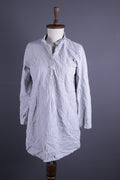 Toast White Linen Stripe Long Sleeve Relaxed Blouson Midi Dress – Size UK12 US8 M