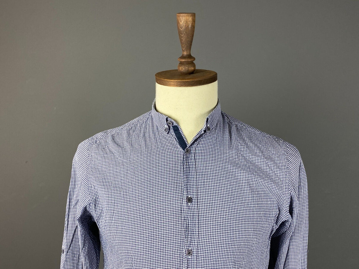 The Kooples Sport Check Blue Summer Long Sleeve Button Down Shirt – Size M