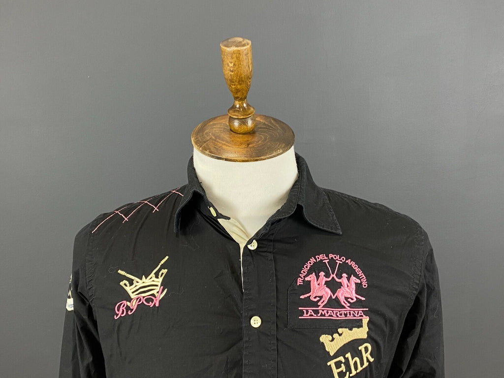 La Martina Queens Polo Society Black Long Sleeve Button Down Shirt – Size M