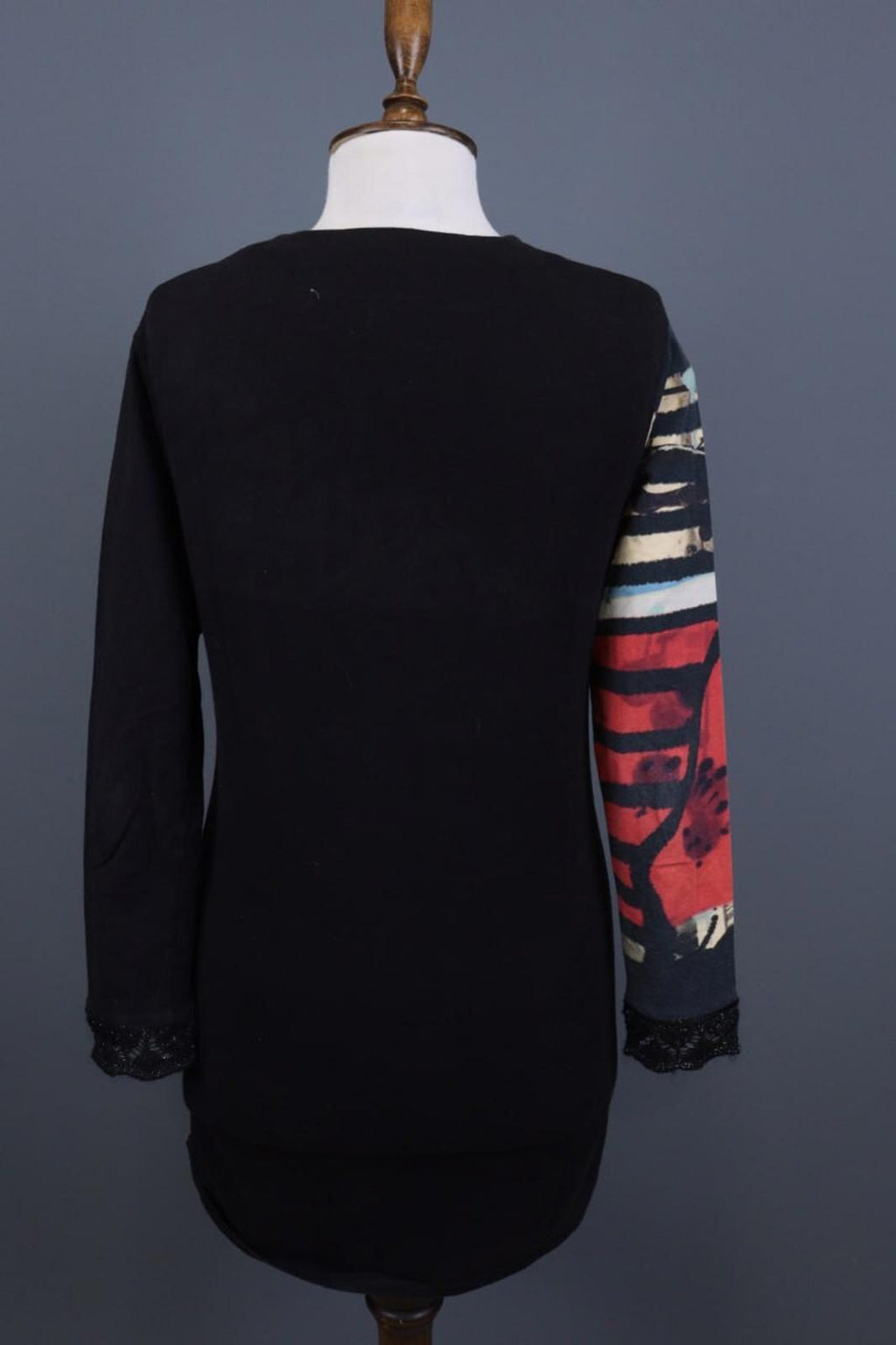 AVENTURES DES TOILES Black Printed Abstract A-Line Short Tunic Dress – Size 40