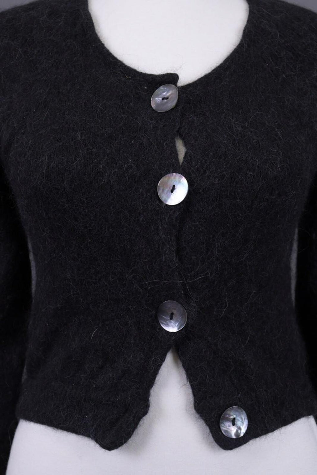 GUDRUN SJODEN Gray Alpaca Wool Knit Cropped Cardigan Sweater – Size S