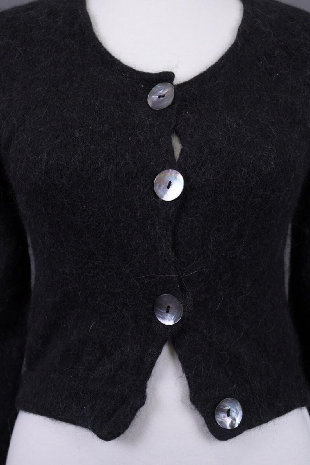 GUDRUN SJODEN Gray Alpaca Wool Knit Cropped Cardigan Sweater – Size S