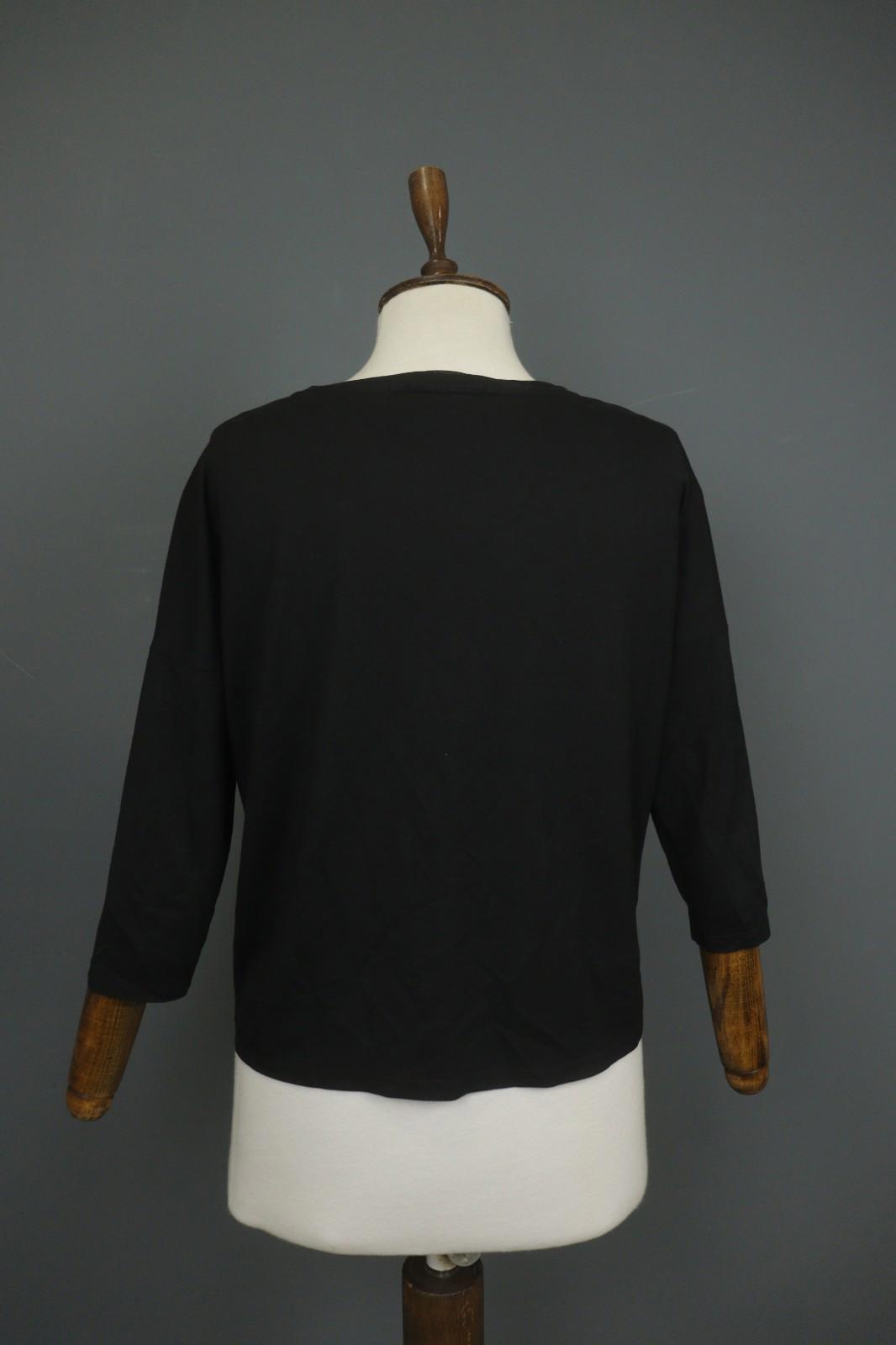 COP COPINE Black 3/4 Sleeve Crew Neck Regular Fit Pullover Modernist T-Shirt S/M