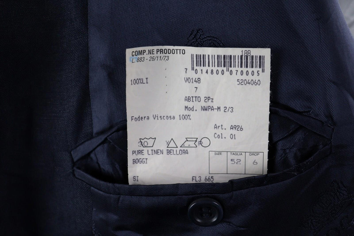 BOGGI MILANO Blue Linen Lighweight 3 Button Blazer Jacket – Size 52