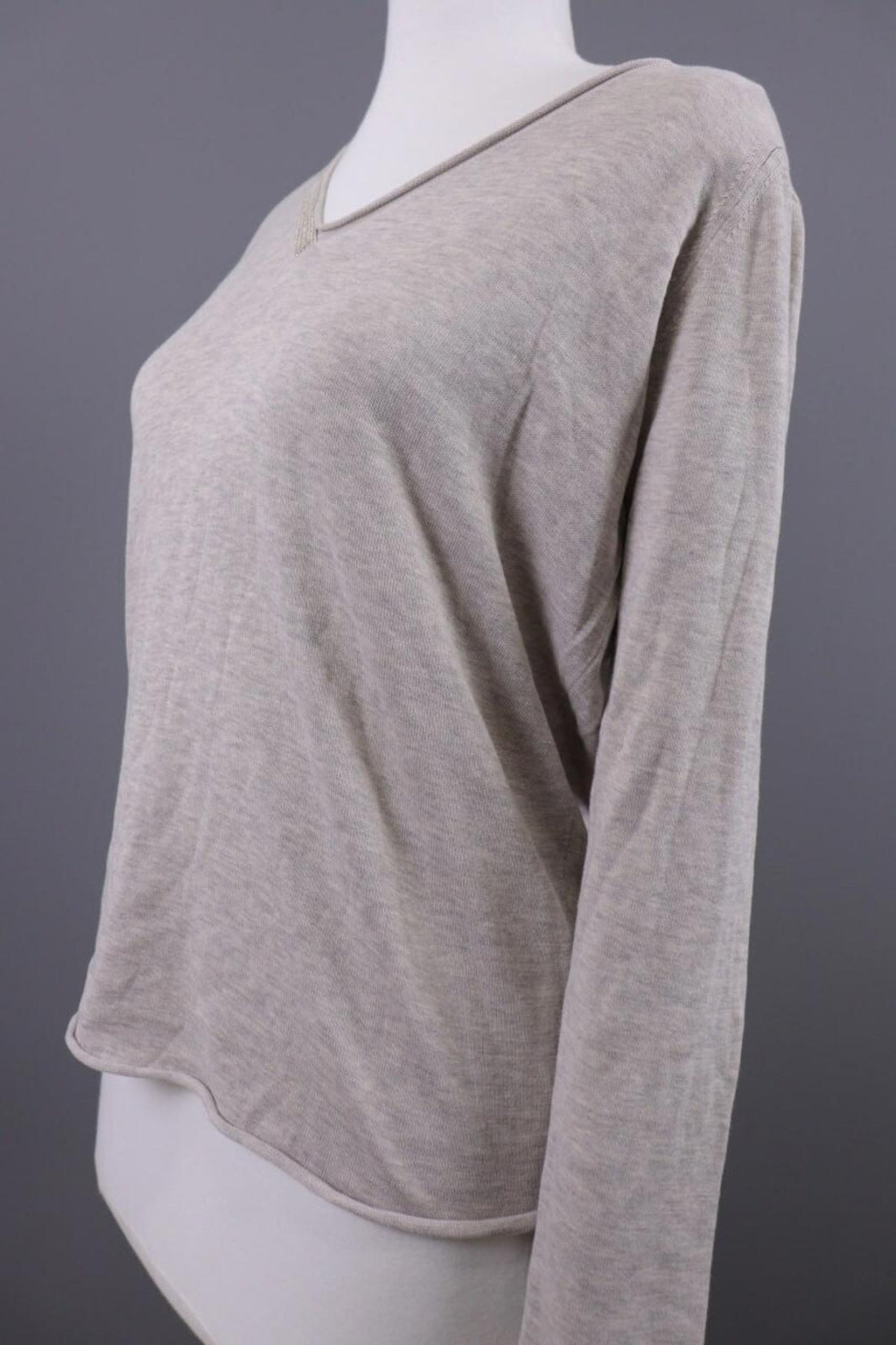 FABIANA FILIPPI Beige Knit V-Neck Relaxed Sweater – Size S
