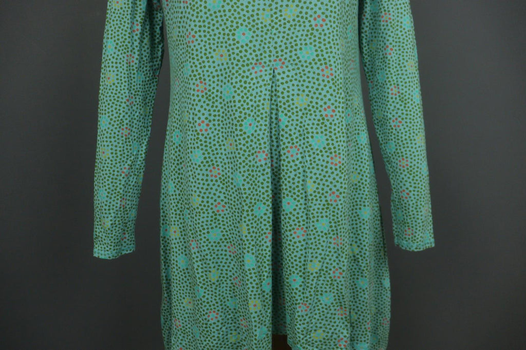 GUDRUN SJODEN Green Polka Dot V-Neck Long Sleeve Pullover Sheath Dress – Size M