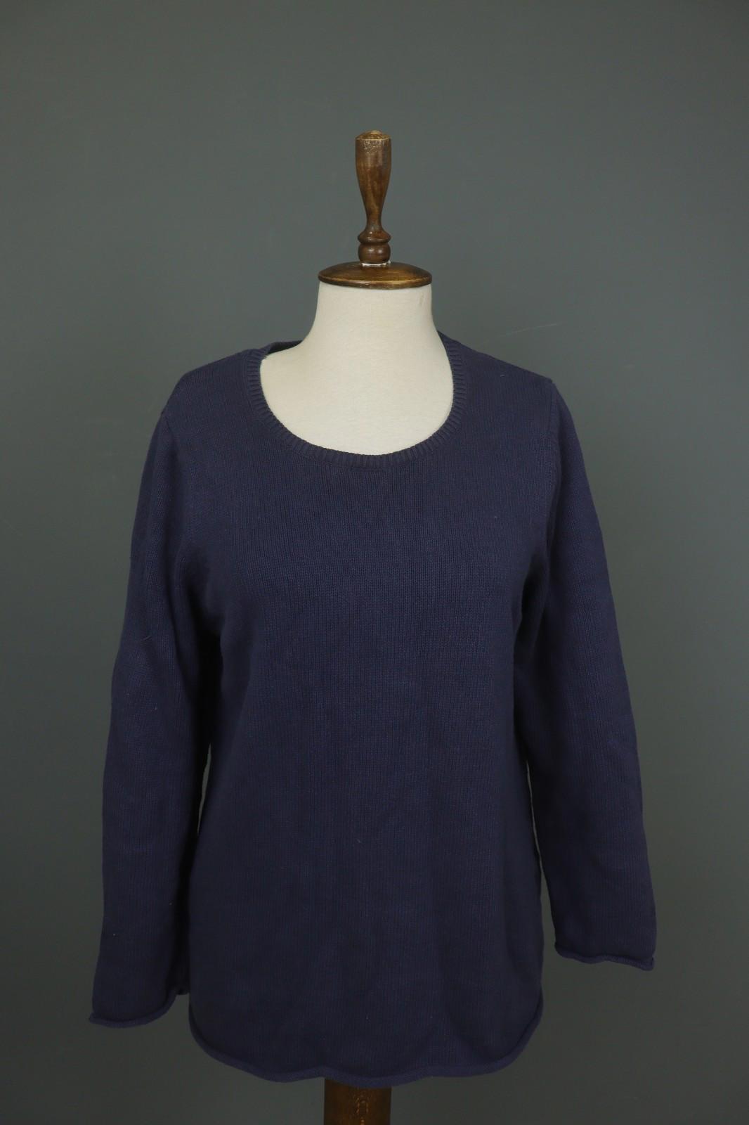GUDRUN SJODEN Blue Cotton Knitted Long Sleeve Round Neck Pullover Sweater – Size M