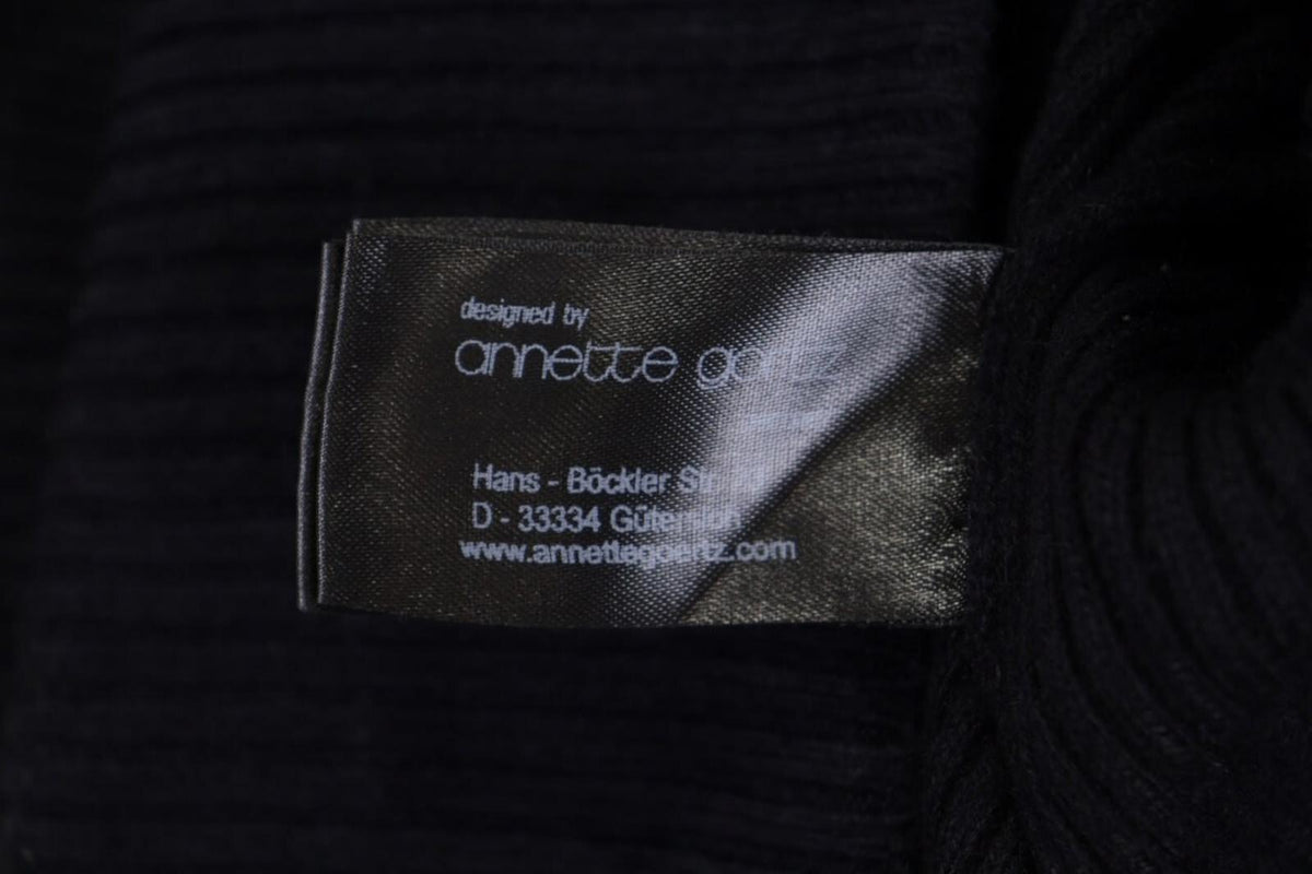ANNETTE GORTZ Black Ribbed Cashmere Knit Cardigan Sweater – Size L