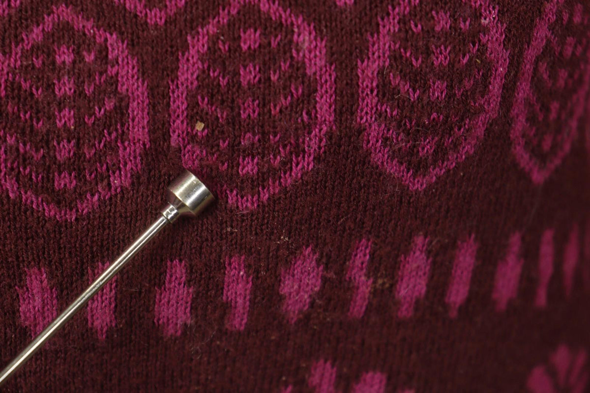 GUDRUN SJÖDEN Burgundy Geo Print Long Sleeve Button Front Cardigan Sweater Sz M