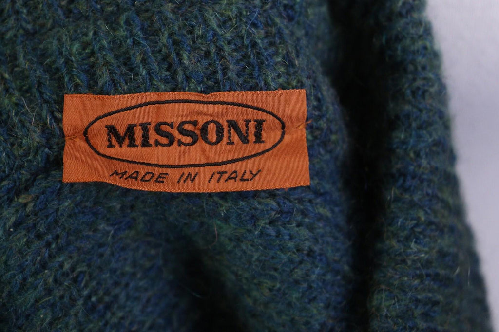 MISSONI Blue Wool Mohair Knit Long Sleeve Button Cardigan Sweater – Size L