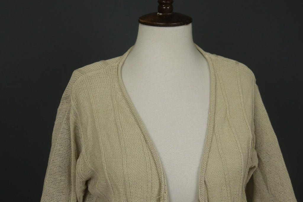 GUDRUN SJODEN Beige Knitted Long Sleeve Button Front Cardigan Sweater – Size XL