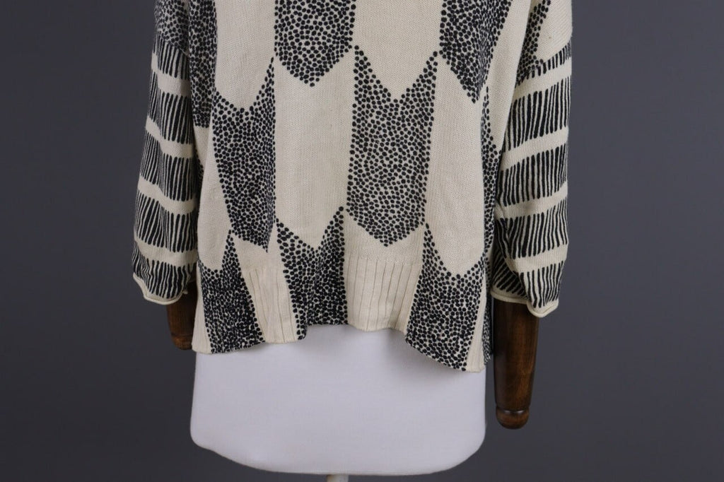 Gudrun Sjoden Beige Zig Zag 3/4 Sleeve Knit Sweater – Size S