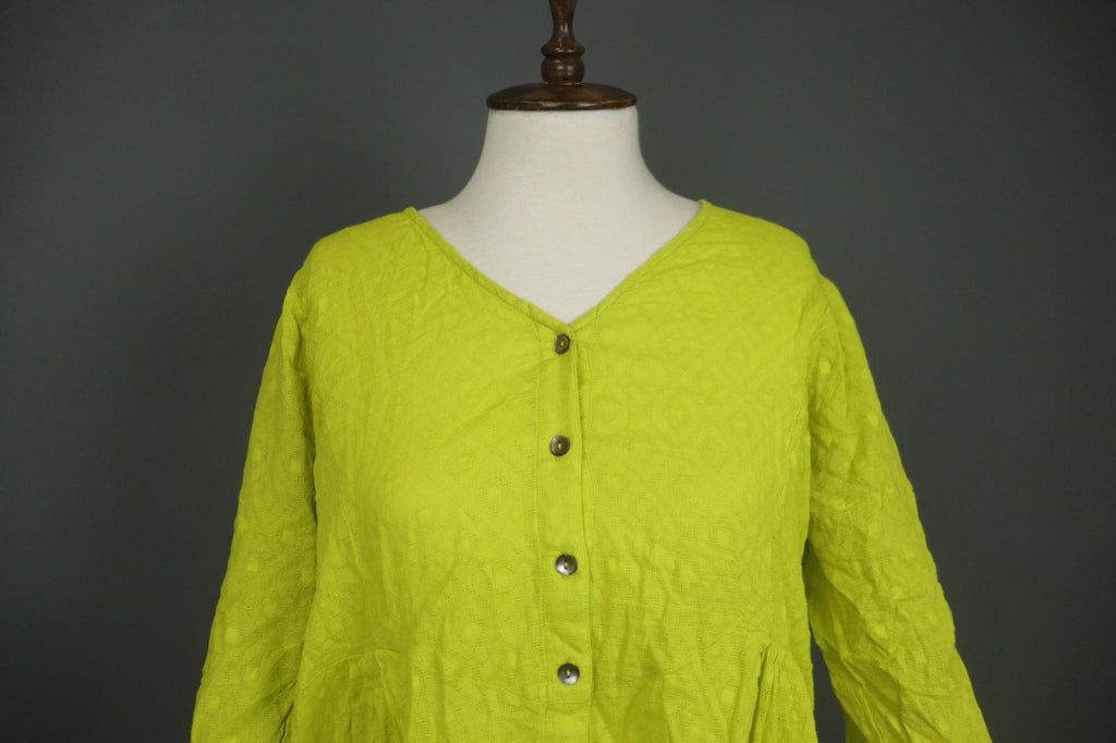GUDRUN SJODEN Lemon Regular Fit Long Sleeve Button Front Shirt Dress – Size M