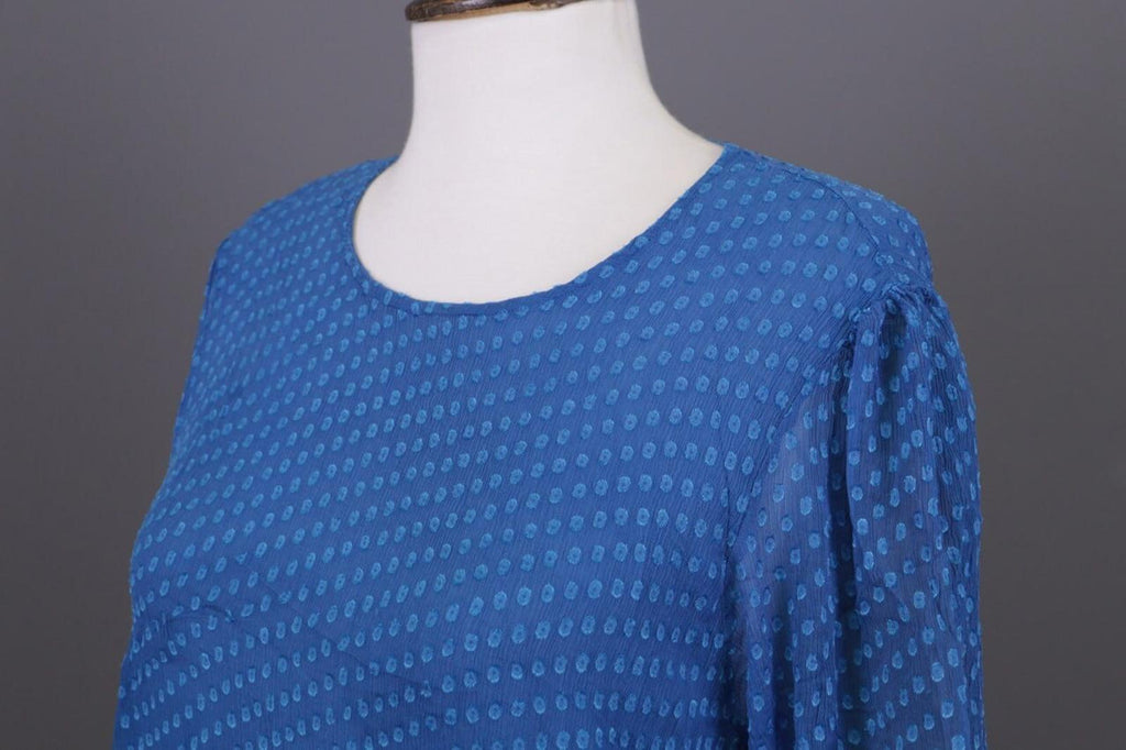 GRIZAS Blue Silk Textured Lagenlook 3/4 Sleeve Blouse Tunic – Size XS