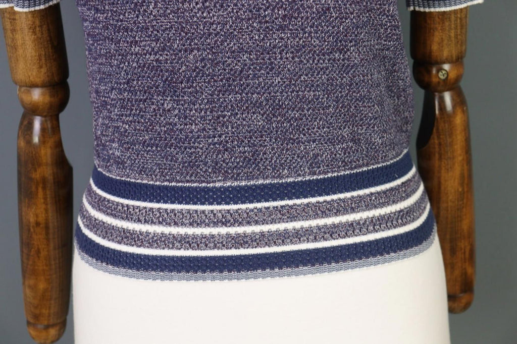 CHANEL Multicolor Knitted Crew Neck Short Sleeve Pullover Sweater – Size S / M