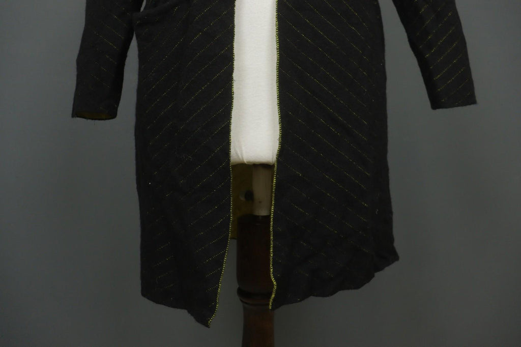 GUDRUN SJODEN Black Geo Print Wool Blend Casual Open Front Knit Long Coat – Size S
