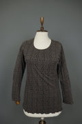 GUDRUN SJODEN Brown Printed Long Sleeve Round Neck Tunic Blouse Top – Size S